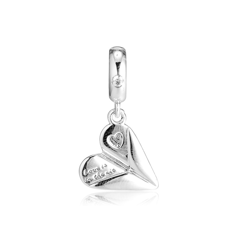 2019 Spring 925 Sterling Silver Jewelry Heart Paper Plane Charm Beads Fits Pandora Bracelets Necklace For Women DIY Making-image-456590531