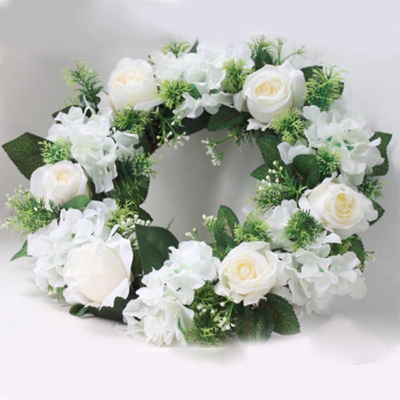 

38/42CM Wedding Front Door Artificial Flower Wreath with Green Leaves Door Wreath Wall Home Decor Flower Wreaths Apr6