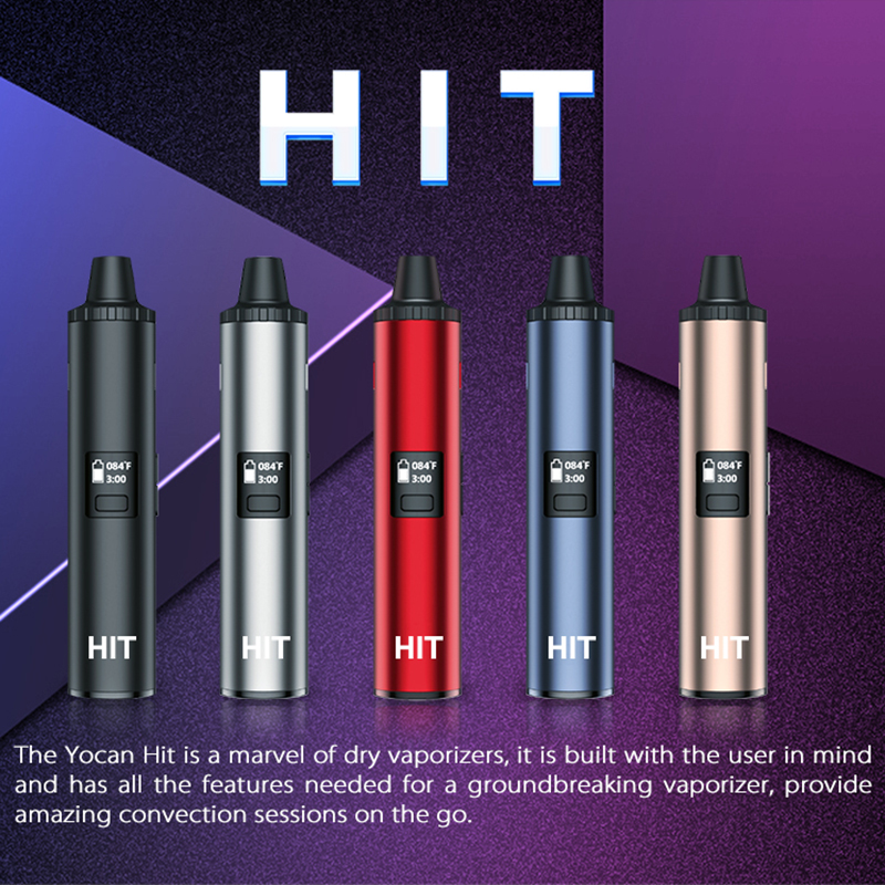 

100% Authentic Yocan Hit Dry Herb Vape Pen E-cigarette Kits 1400mah Battery Ceramic Heating Chamber Portable 5 Colors
