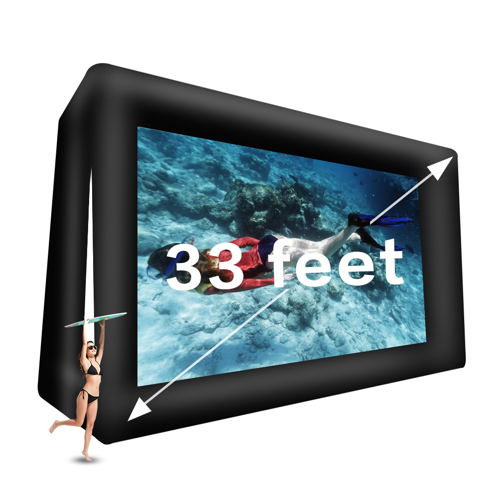 33 feet Inflatable Movie Screen Outdoor Projector Screen Mega Airblown Theater Screen- Includes Air Blower, Tie-Downs and Storage Bag (33ft)-image-547408528