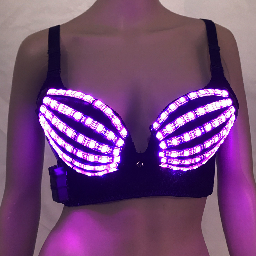 RGB LED Bra DJ Club Luminous underwear Led costume Party Dress Dancing Belly Dance Wear Fancy Party Dress-image-421853091