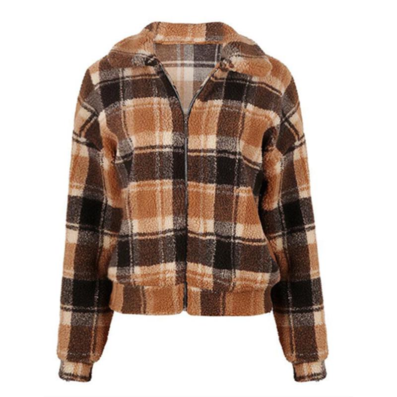 

New autumn and winter women' plaid thick warm cotton coat, Khaki