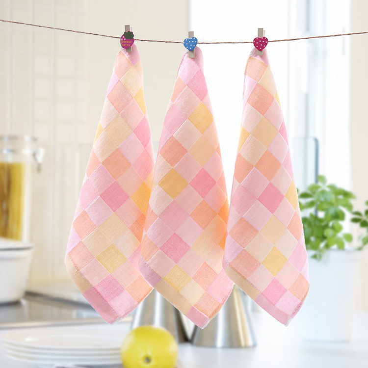 

10 Pieces/Lot Wholesale Quality Cotton Mixed Color Plain Plaid Gauze Breathable Square Face Towel Set 10 Pieces For Kids, 10 pieces mixed colo