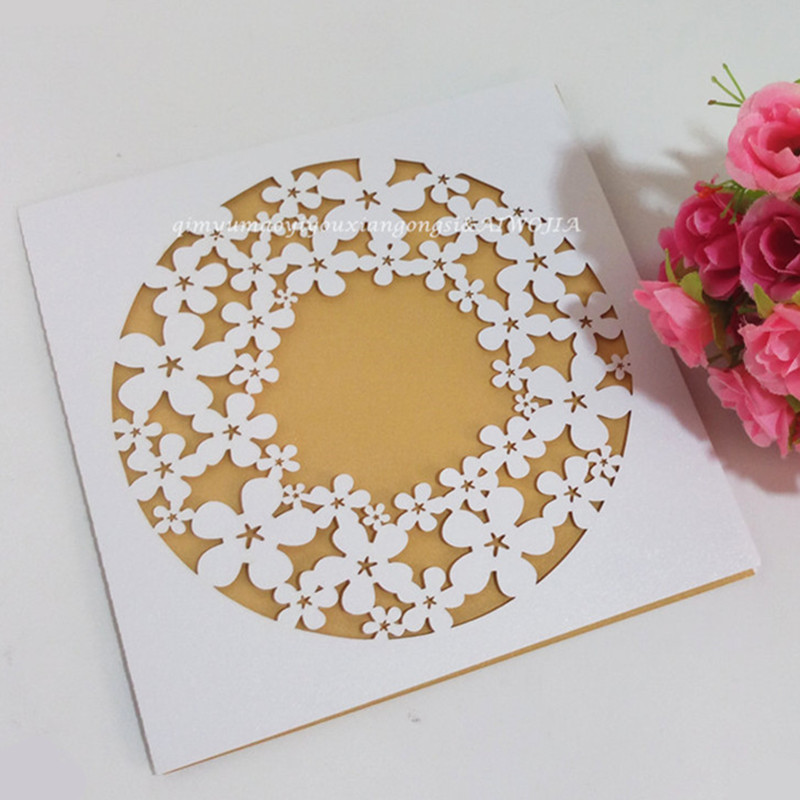

10pcs 15* 15 CM Elegant Laser Cut Wedding Invitations Card Baby Shower Happy Birthday Party Invitation Card 7Z-SH183-10