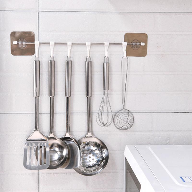 

Kitchen Towel 6 Hook Gabgets Cupboard Storage Rack Adhesive Home Organizer Wardrobe Hat Bag Hanging Hooks Wall Hanger Rack Tools
