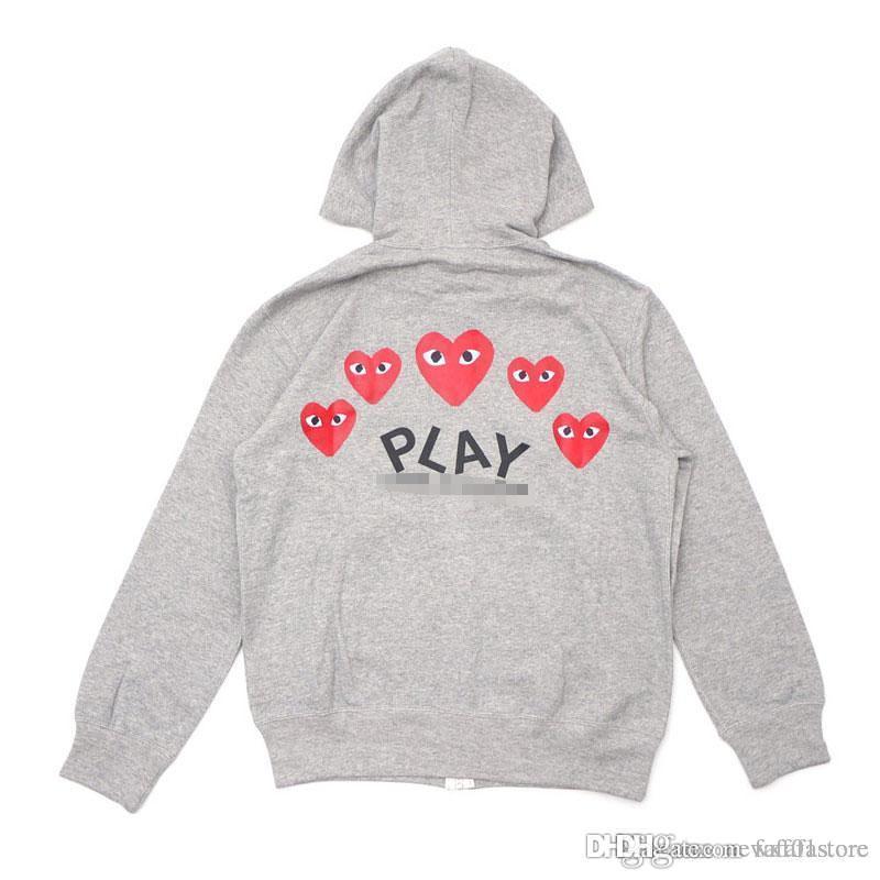 

Best Quality Com DES play GARCONS CDG HOLIDAY Heart Emoji Unisex Casual Little Red Heart Pullover Zipper Sweatshirts Hoodies Coat C058D Gray, C058d white