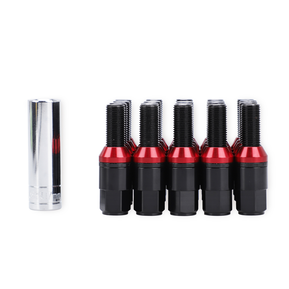

20PCS Steel Taper cone seat Wheel Bolts Lug Nuts with caps for bolts &sleeve M14*1.25 lug bolt For BMW