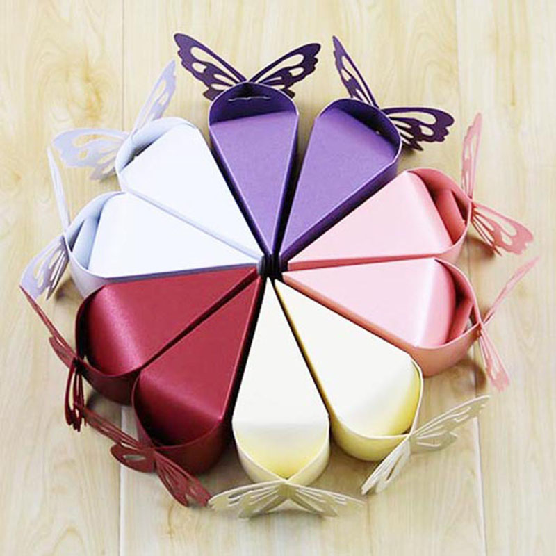 

10Pcs/set Butterfly Gifts Box Pure color Paper Bag For Baby Shower Wedding Party Christmas Candy Boxes Favors Supplies Package