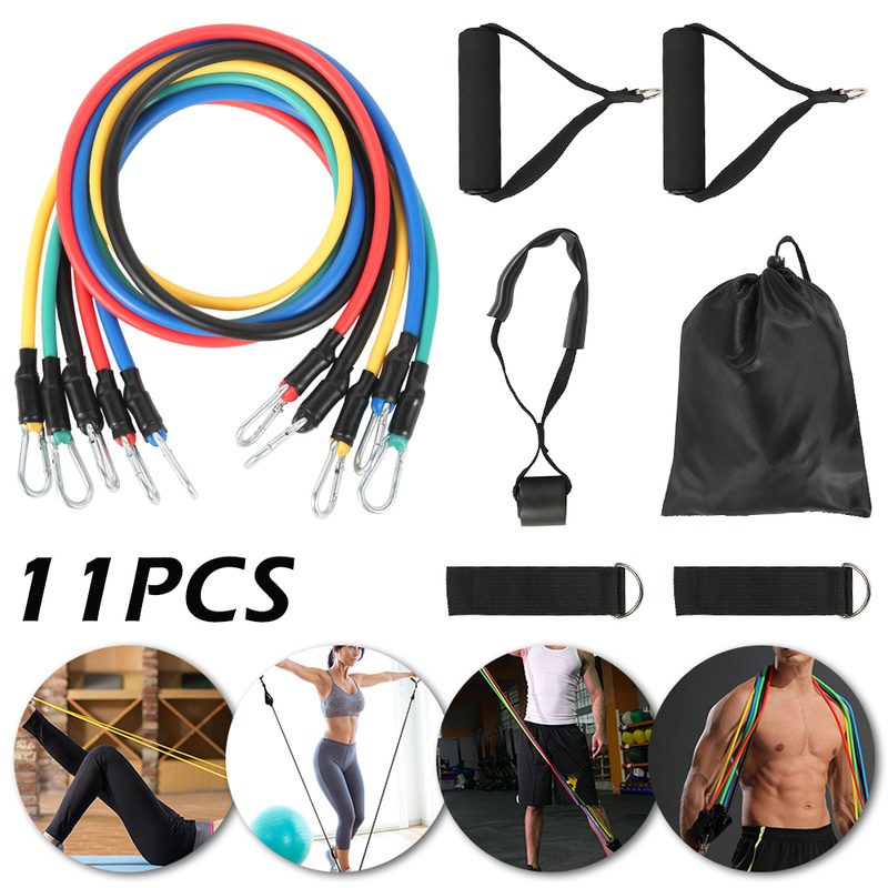 

11pcs Resistance Bands Set Yoga Exercise Rubber Loops Home Training Fitness Equipment Latex Tubes Pedal Pilates Gym Workout