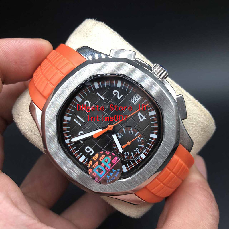 

DP Factory Luxury Watch Best Quality Black Dial VK Quartz Movement Wristwatches 40mm Nautilus 5968A-001 Mens Watch Watches On Rubber Strap, Orange