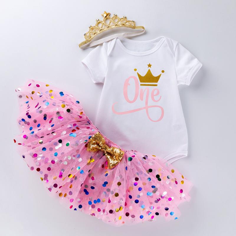 

2020 Summer Cotton Lovely Baby Girls Clothes Set Rompers+Tutu Skirts Newborn Baby Clothes Birthday Infant Clothing 0-2 Year, Pink