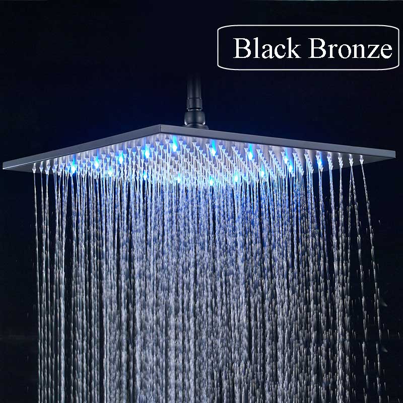 16/" LED Rain Shower Head Brushed Nickel Shower Sprayer Top Shower Head Brass NEW