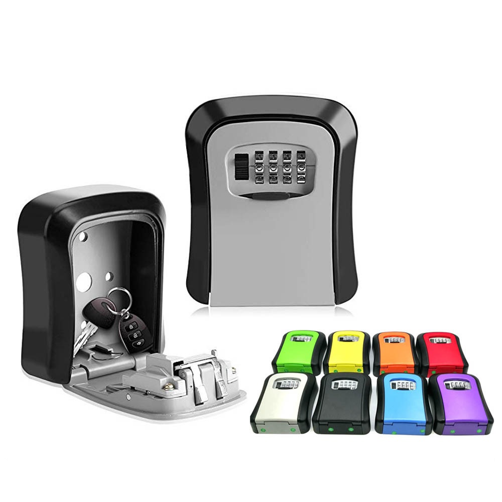 

Key Lock Box Wall Mounted Aluminum alloy Key Safe Box Weatherproof 4 Digit Combination Key Storage Lock Box Indoor Outdoor DLH322