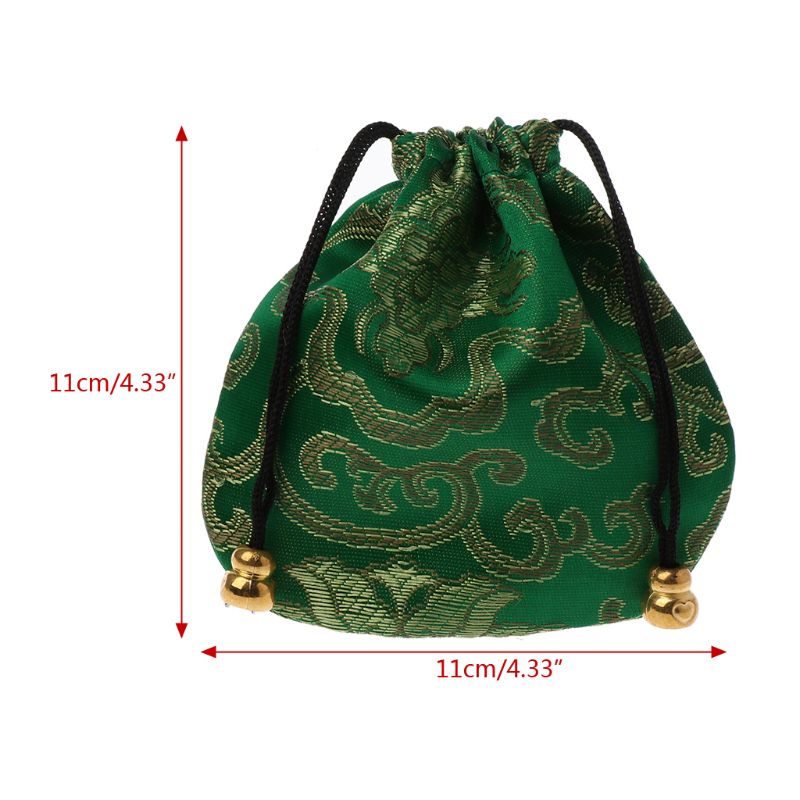 

Traditional Silk Travel Pouch Classic Chinese Embroidery Jewelry Bag Organizer Q0KE