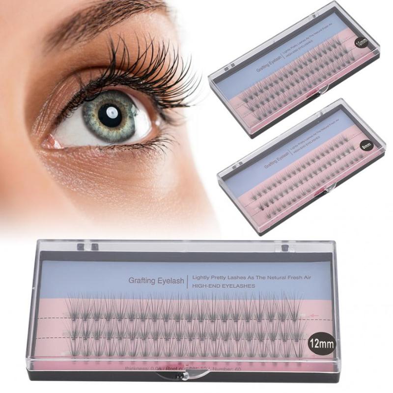 

60pcs 8/10/12mm Individual False Eyelashes Cluster 0.05mm False Lashes Extension Tool Makeup Tool Comestic Accessory