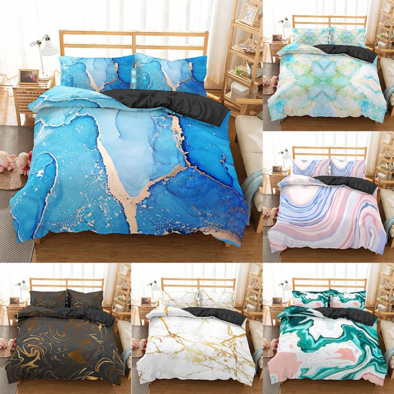 

Homesky Marble Bedding Set Duvet Cover Mint Gold Glitter Turquoise Bedding Comforter Set Abstract Aqua Teel Blue Quilt Cover, Cd269-1