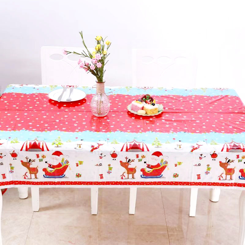 

1pc Christmas Table Cover Rectangle Printing PVC Tablecloth for Restaurant Household Decoration Mantel Mesa Tablecloth 120*180cm