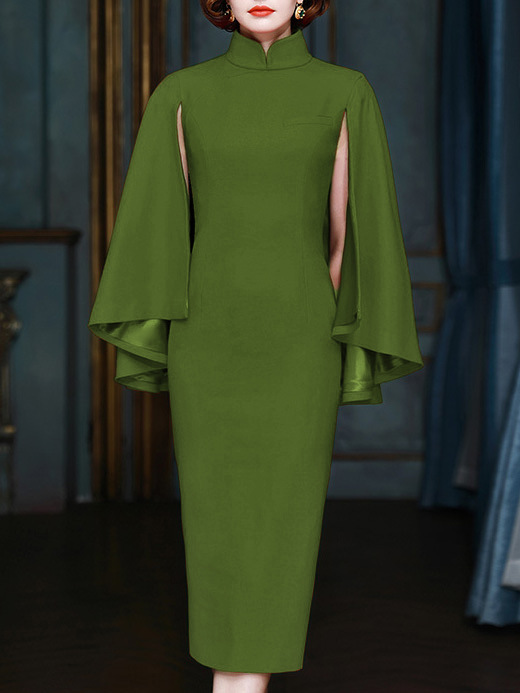 

2020 Sexy Women Bodycon Summer Runway Dress Solid Batwing Sleeve Midi Luxury Celebrity Party Club Dresses Vestidos Plus Size, Army green