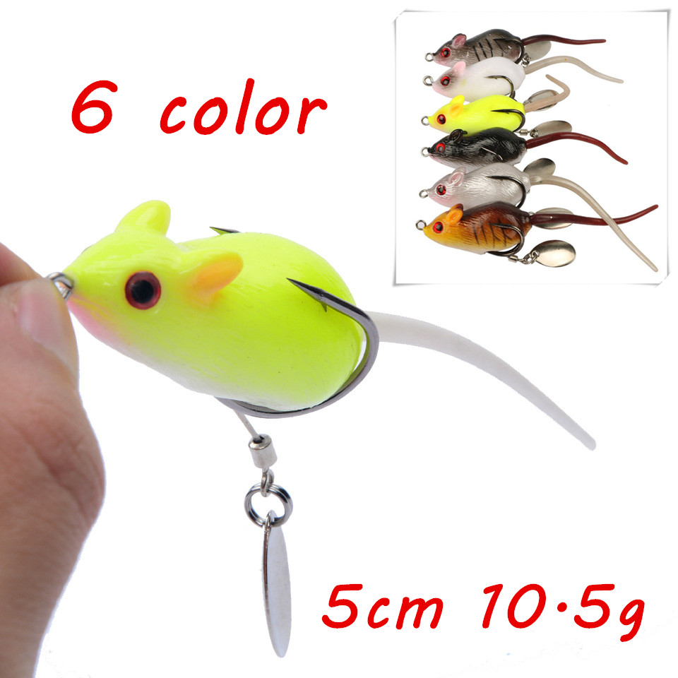 

6pcs/lot Mouse PVC Soft Baits & Lures 6 Color Mixed 5cm 10.5g Fishing Hooks Pesca Fishing Tackle Accessories BL_40