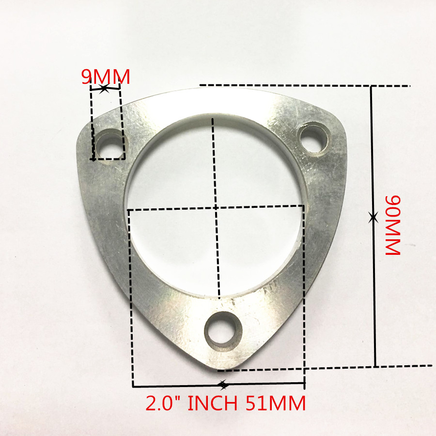 MagiDeal Car Triangle 3 Bolt High Exhaust Gasket Flange 2.5 inch