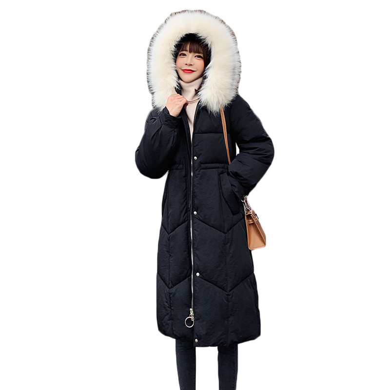 

Winter coat women black 11 colors -3XL plus size loose fur hooded down cotton warmth jackets 2020 new Korean pink parkas LD1363, White