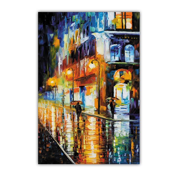 Unframed Landscape Wall Art Picture Canvas Printed Oil Painting for Living Room Home Decor City Street View Vertical High Quality-image-448871239