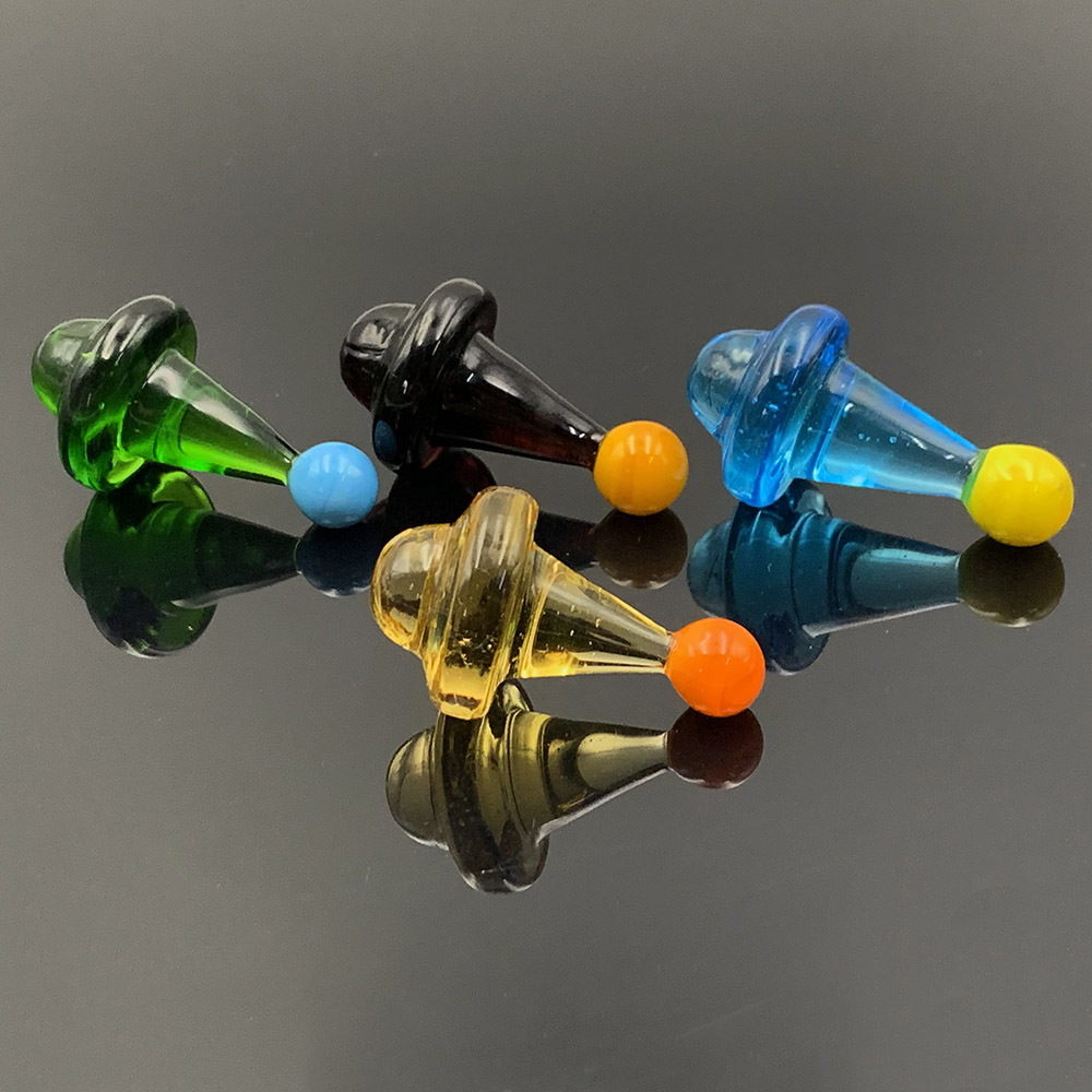 

Coloful Glass Carb Cap Dome for Quartz Banger UFO Shape Thermal Airflow Banger Nails Dab Oil Rigs Glass Bongs Water Pipes Directional