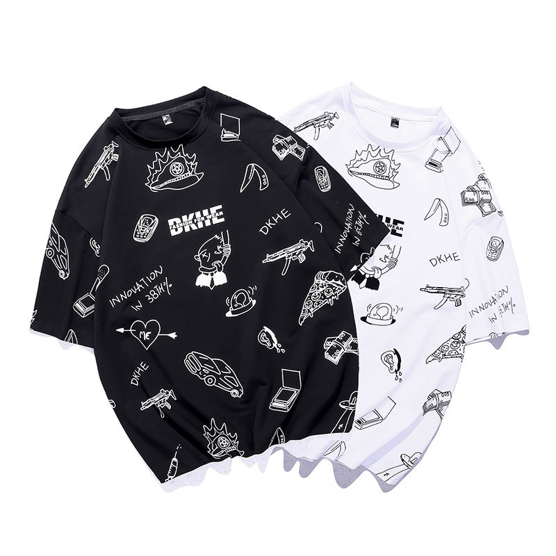 

Men's T-Shirts 2020 New Arrival Mens Fashion Print European and American Style Hip Hop T-shirt Casual Men Breathable Loose Tee Size M-3XL, Black