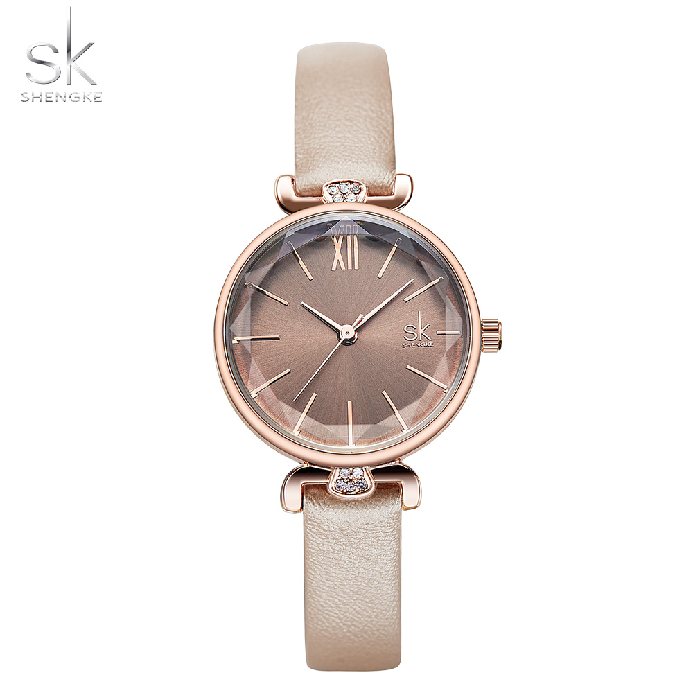 

shengke Quartz Wristwatches Relogio Feminino Ladies Leather Watch Quartz Classic Casual Analog Watches Women Simple Watch Gift, Black