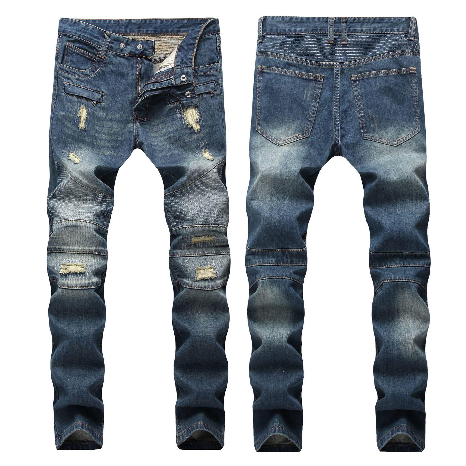 

Men's Distressed Ripped Jeans Fashion Mens Jeans Slim Motorcycle Moto Biker Causal Mens Denim Pants Hip Hop Men Jeans, 12