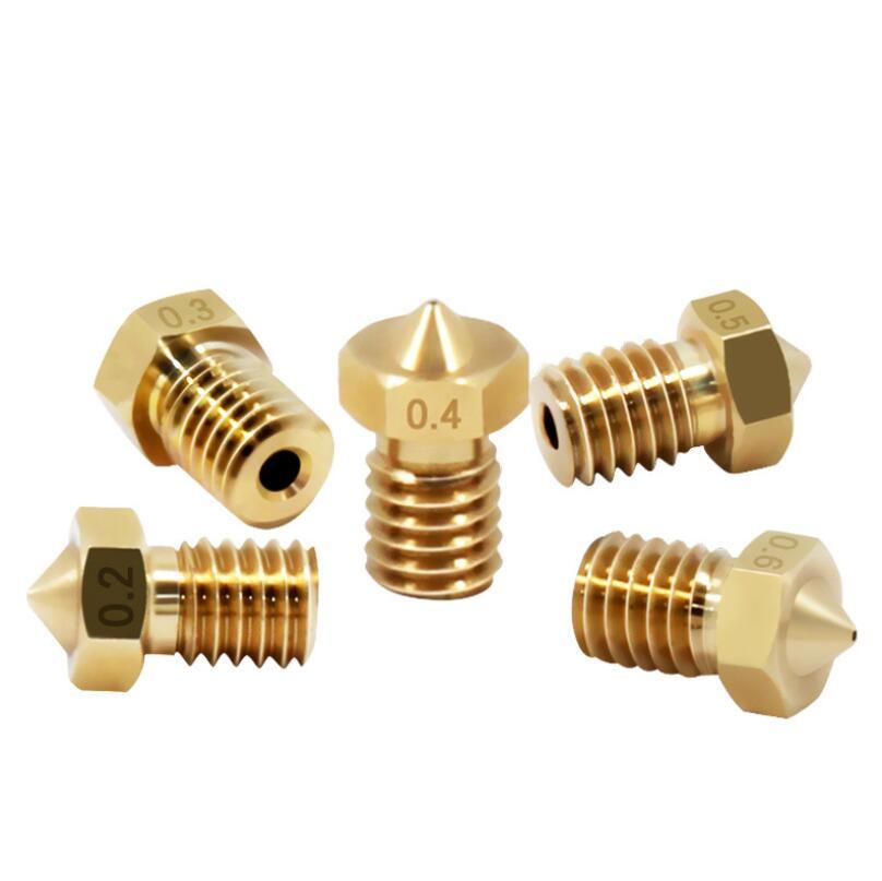 3D Printer V6 M6 thread Nozzle 0.2 0.25 0.3 0.4 0.5 0.6 0.8 1.0mm for 1.75mm lot