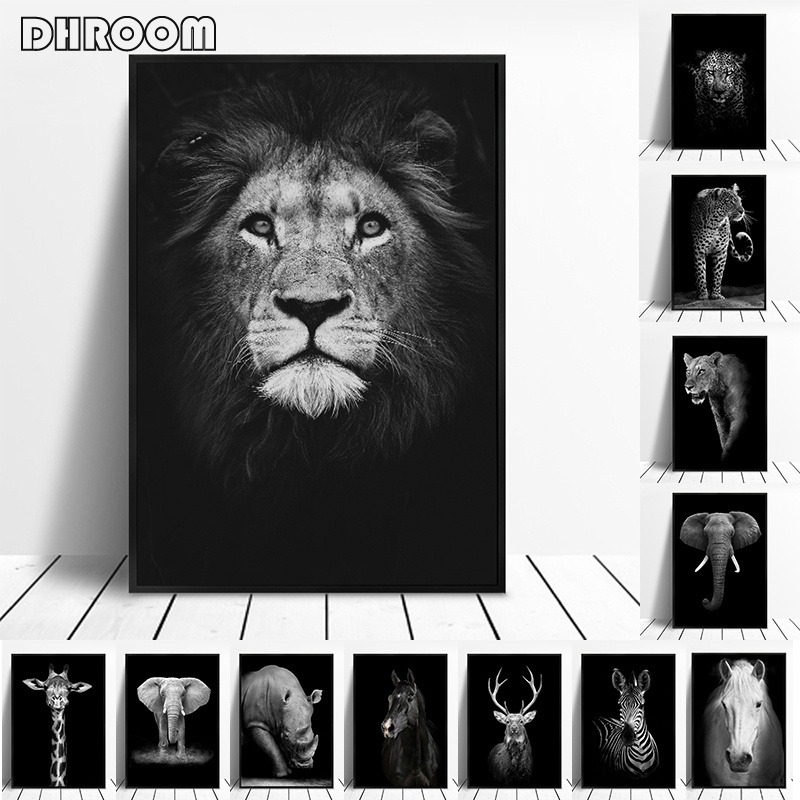 

Canvas Painting Animal Wall Art Lion Elephant Deer Zebra Posters and Prints Wall Pictures for Living Room Decoration Home Decor