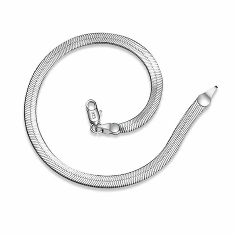 

Trendy Punk Snake Flat Male Chain Bracelet 925 Silver Link Chain Bracelet Fashion Jewelry For Women Men