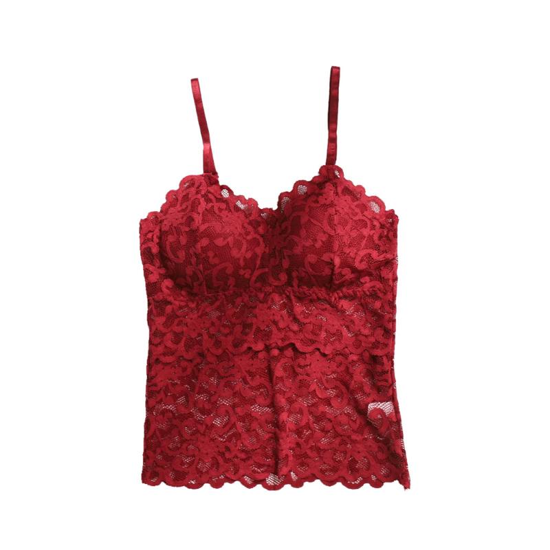 

1PC Four Season Women Sexy Bra Solid Vest LaceWrap Chest Anti-Lighting Sling Camisole Breathable Bralette Push Up Top Underwea, Beige