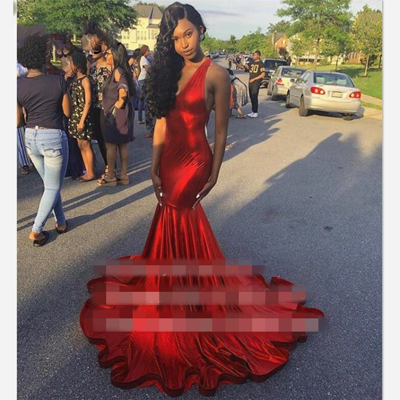 

Evening Dress Burgundy V-neck Long Evening Dresses Elegant Sleeeveless Train Formal Gowns Mermaid robe de soiree, White