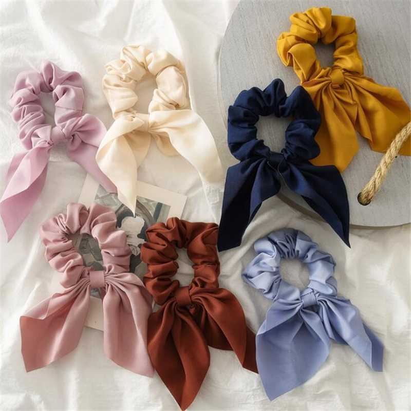 

1 pc Cross Ear Women Girls Fashion Round Elastic Hairband Ponytail Holder Ribbon Scrunchies Girls Solid Color Headwear