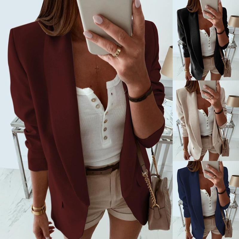 

Ladies Blazer Long Sleeve Blazer Women Suit jacket Female Feminine Navy Blue White Autumn, Khaki