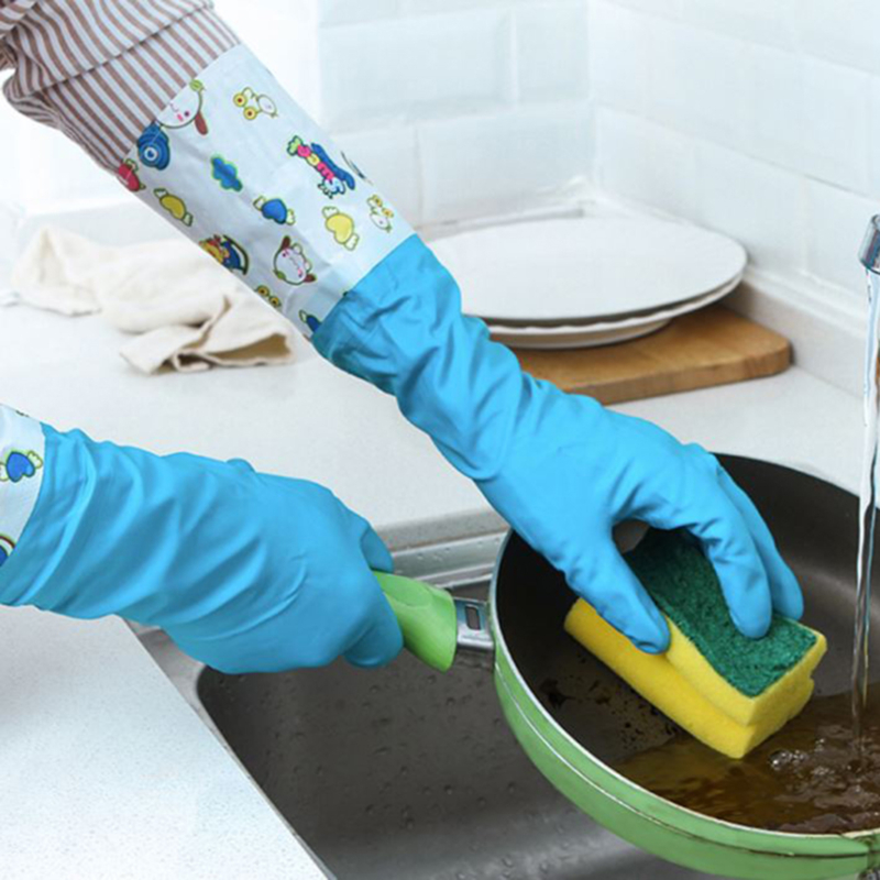 

Waterproof Household Dishwashing Gloves Water Dust Cleaning Gloves Kitchen Cleaning Printed Laundry Dishwashing Rubber