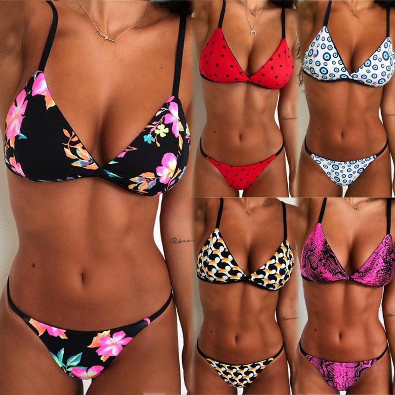 

Swimwear Women Swimsuit Snake Skin Sexy Bikini 2020 New Push Up Bikinis Set Bathing Suit Women Print Floral Beach Wear Bandage