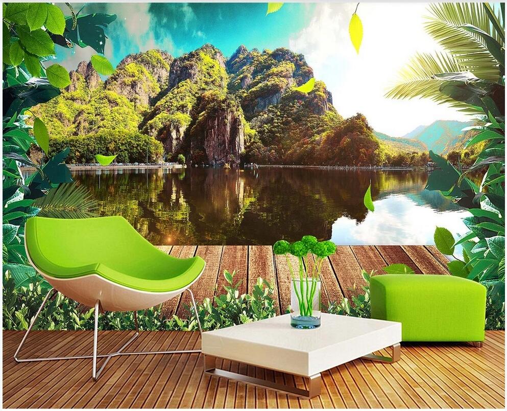 

WDBH 3d wallpaer custom photo mural Modern mountain lake forest natural scenery TV background decor living room wallpaper for walls 3 d, Non-woven