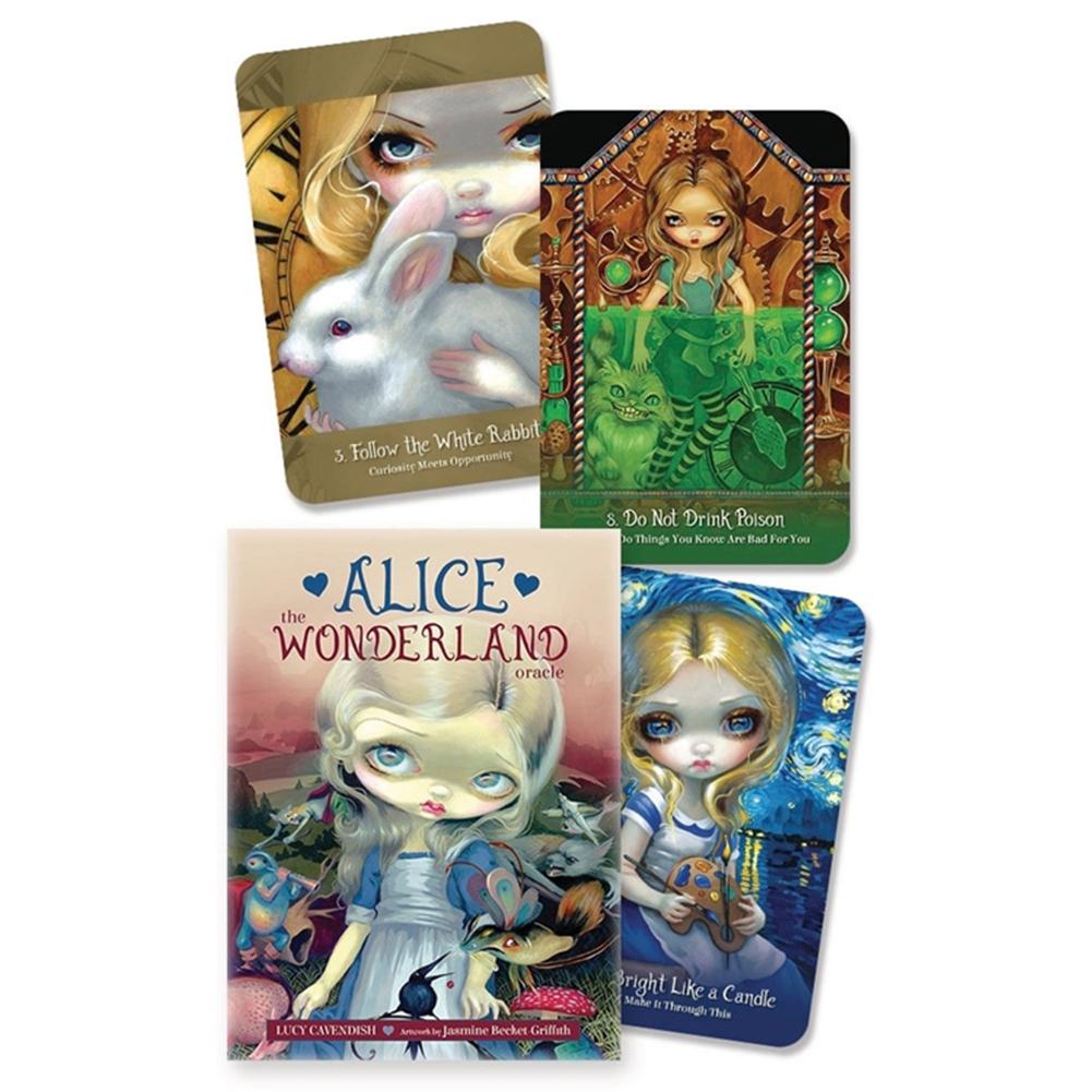 

45pcs Alice The Wonderland Oracle Cards Deck Mysterious Guidance Divination Fate Tarot Cards Board Gam for Family Kids Game