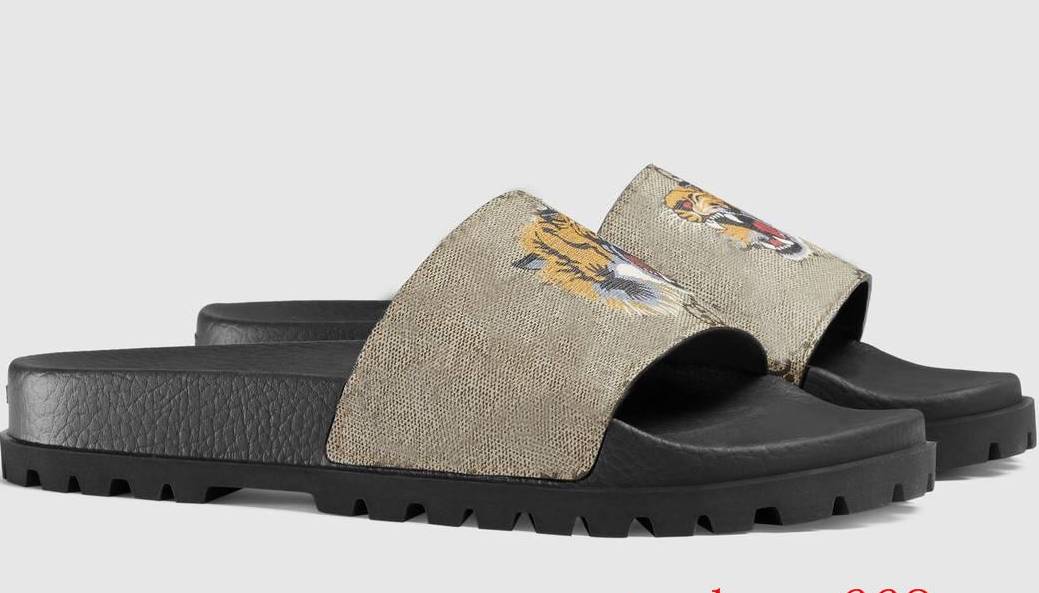 

Thick Bottom floral sandals pearl women men rubber slippers clip feet flip style European Tiger Shoes wide flat slidewith box, 06