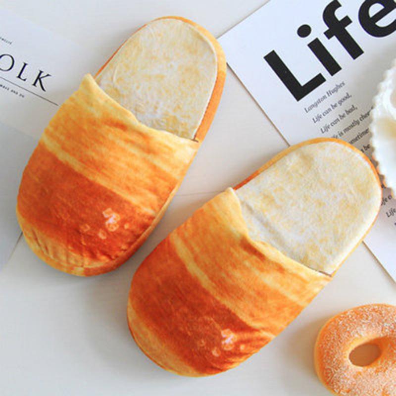

Adult Autumn Winter Slippers Warm Home Shoes Look Bread Bun Plush Cotton Shoes Women Flip Flops Sandalias Mujer #s, Yellow