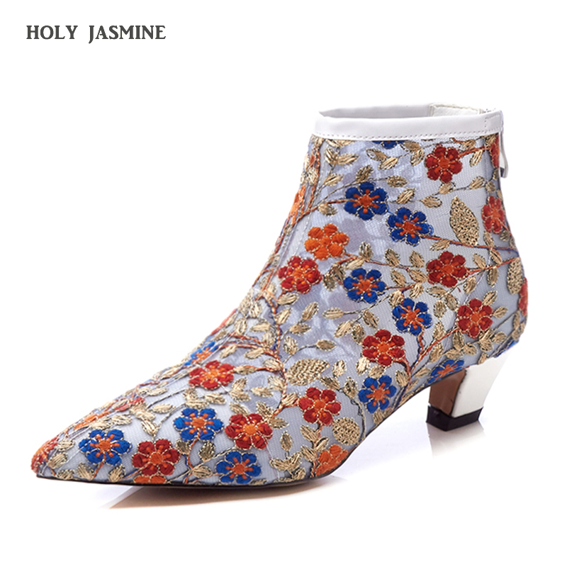 

Fashion Shoes 2019 Spring/Autumn Women Shoes Ankle Boots for Women Pointed Toe Square Heel Black High Heel