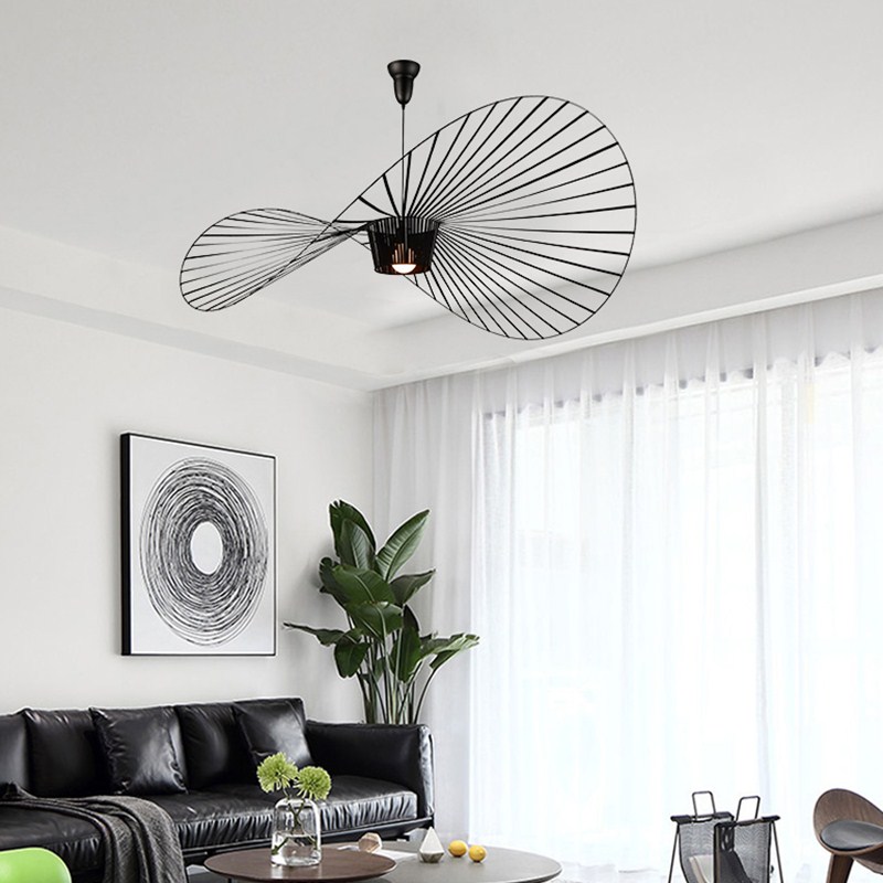 

Modern simple vertigo chandelier / E27 bedroom / dining room / living room straw hat chandelier decorative hat Chandelier