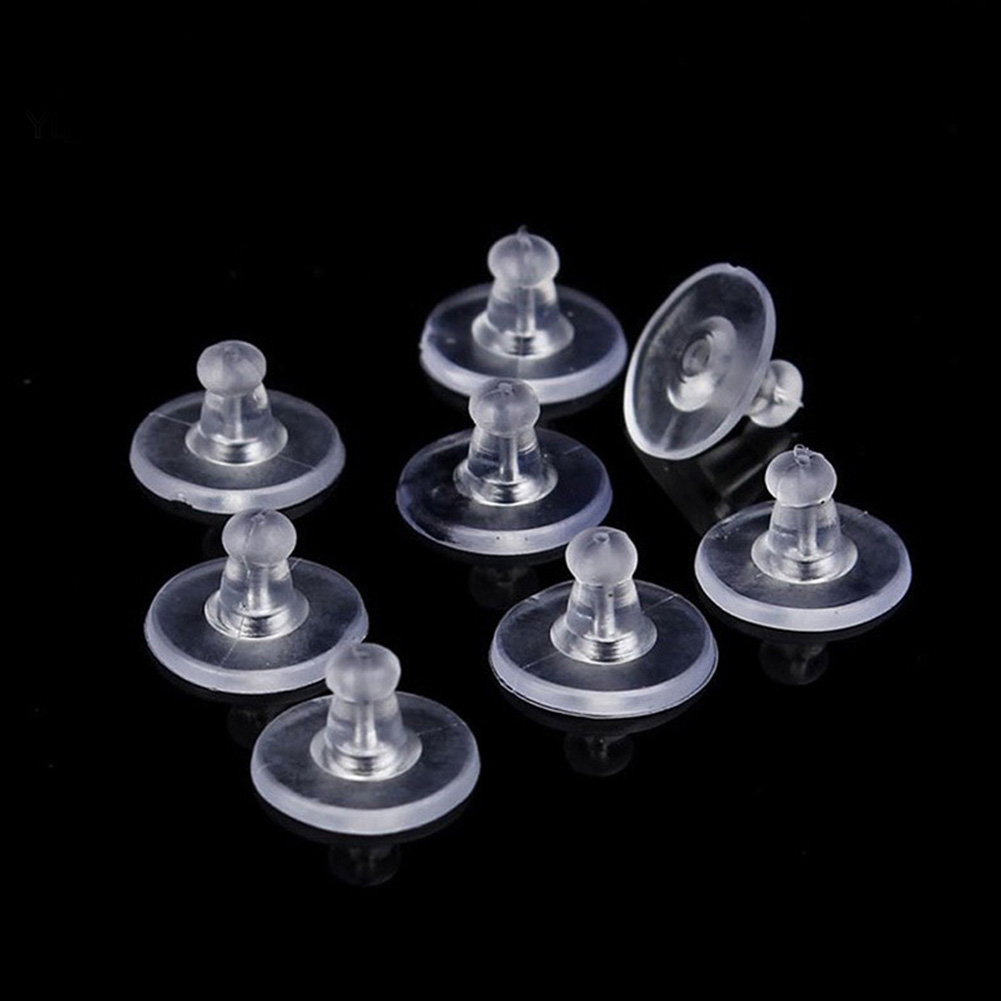 100Pcs Clear Color Plastic Resin Earring Back Safety Clutch Pads New Accessories