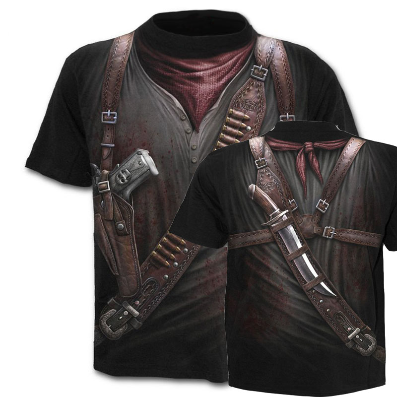 

E-BAIHUI 3D Cowboy Printed Men's T-Shirt Denim Fashion Short Sleeve T-Shirts Casual Cowboy Top Tee T-21, As shown