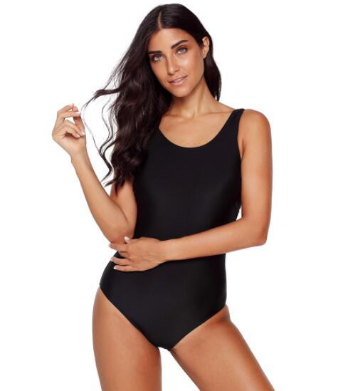 

Top flag girl sport Bikinis set beach Gradient one piece sexy conservative belly covering flat angle Stripe Print round neck swimwear