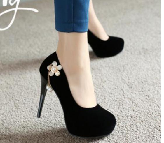 

2019 Women's shoes in Spring and Autumn with New style High heel fine heel round head waterproof table Suede @QWER652, Pink