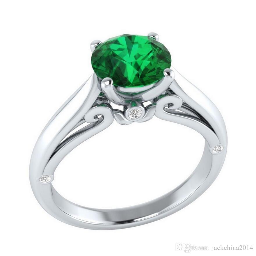 Luxurious Citrine 925 Silver Emerald Ring Fashion Women Wedding Jewelry Sz 5-10
